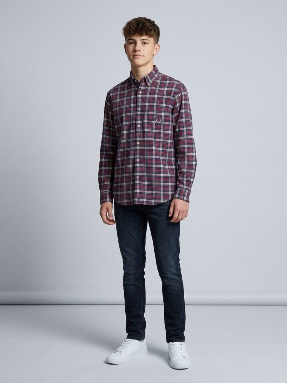 Tommy Hilfiger Boys Plaid Long Sleeve Button-Down Shirt -Size Medium